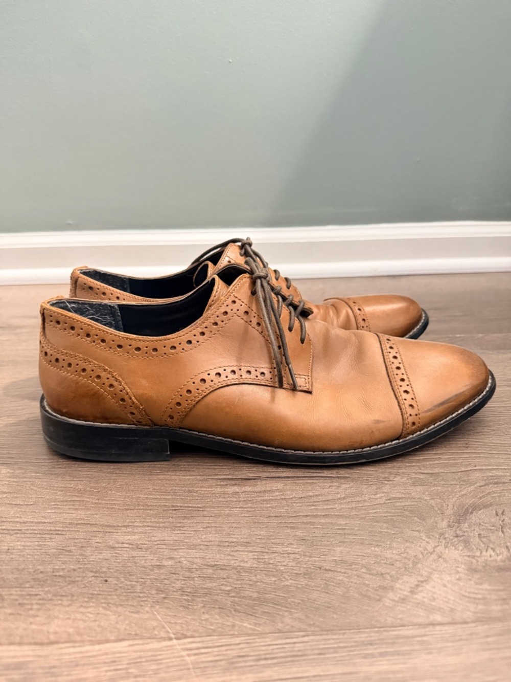 Men's Tan Leather Brogue Oxford Shoes